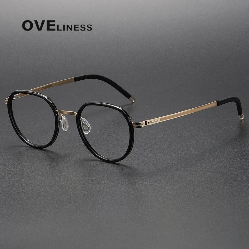 Oveliness Women's Full Rim Oval Acetate Titanium Eyeglasses 820319