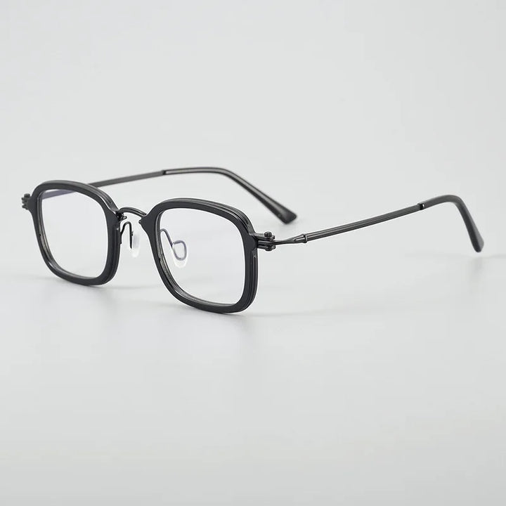 Black Mask Unisex Full Rim Big Square Titanium Acetate Eyeglasses 95869