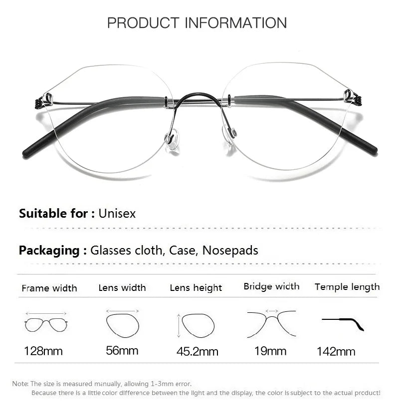 Aimee Unisex Rimless Cat Eye Screwless Titanium Eyeglasses 2375 Rimless Aimee   