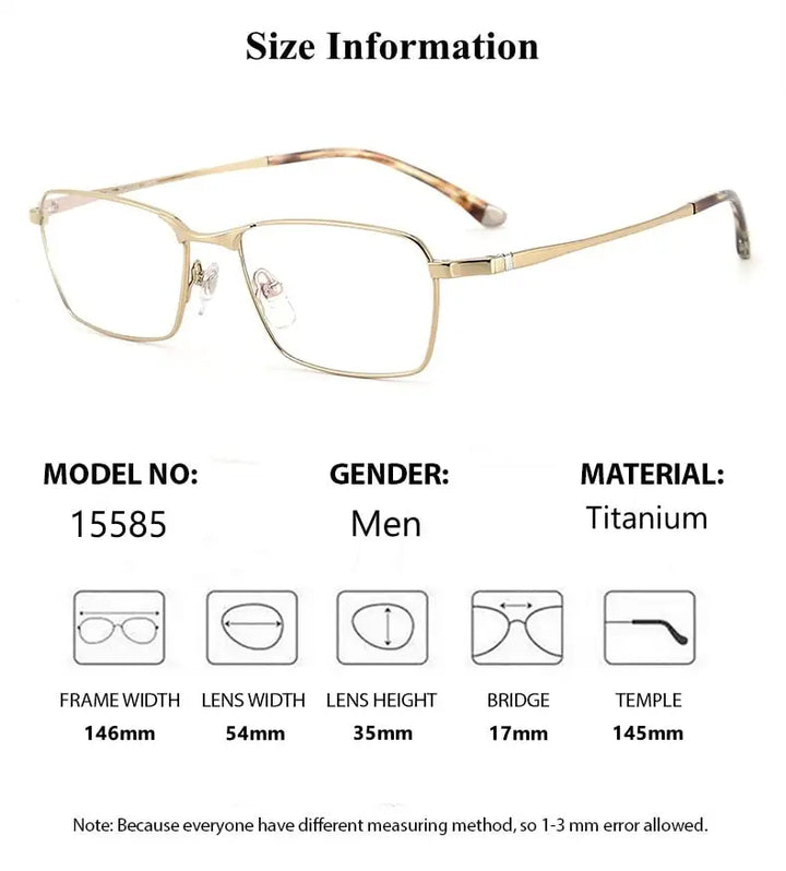 Summer Flower Men's Full Rim Polygon Square Titanium Eyeglasses 15585 Full Rim Summer Flower