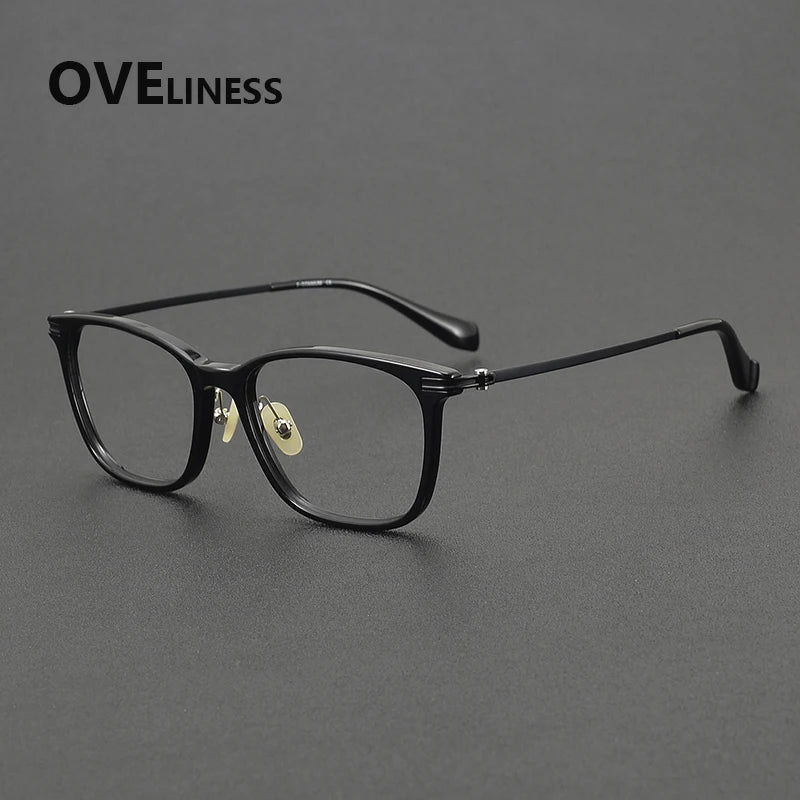 Oveliness Unisex Full Rim Square Titanium Acetate Eyeglasses 390012