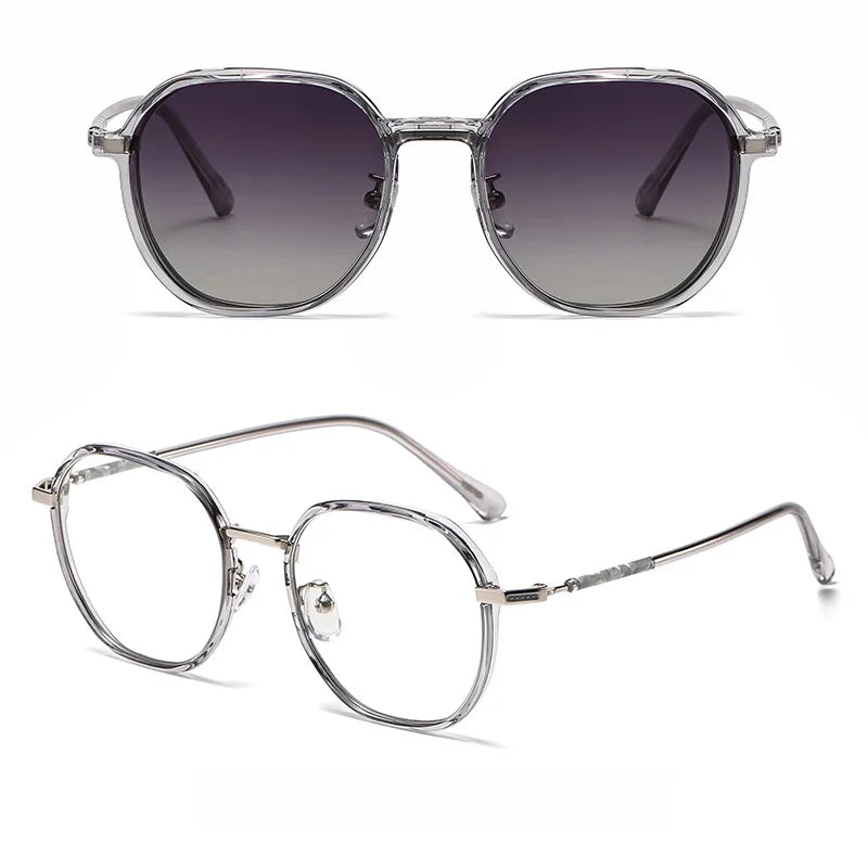 Momoja Women's Full Rim Polygon Tr 90 Alloy Eyeglasses Clip On Sunglasses 727422