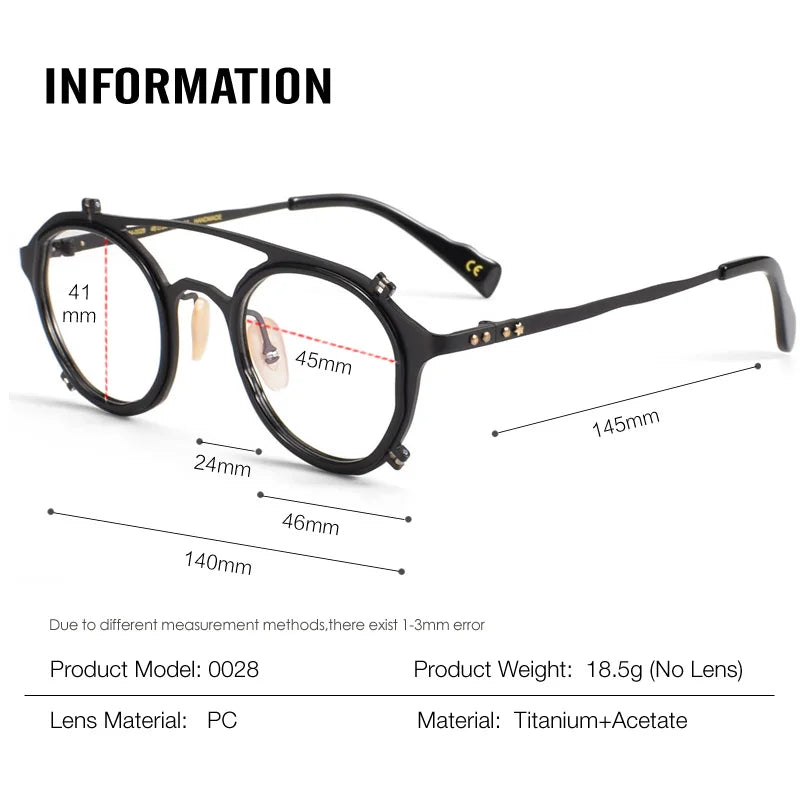 Muzz 0028 unisex round titanium acetate prescription eyeglasses — view 2