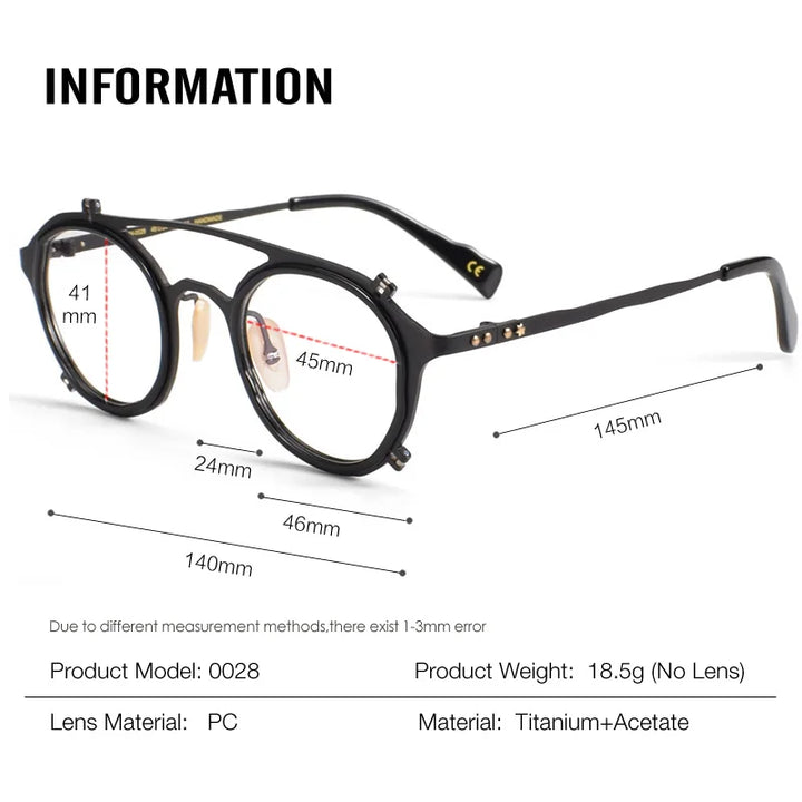Muzz 0028 unisex round titanium acetate prescription eyeglasses — view 2
