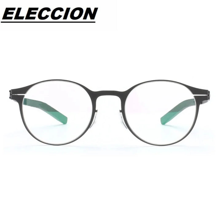 Eleccion Women's Full Rim Round Screwless Steel Eyeglasses 91125