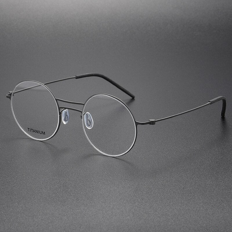 Aissuarvey Men's Full Rim Small Round Double Bridge Titanium Eyeglasses 504722 Full Rim Aissuarvey Eyeglasses Gray CN 