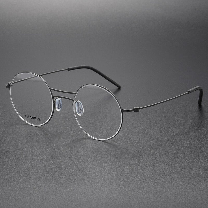 Aissuarvey Men's Full Rim Small Round Double Bridge Titanium Eyeglasses 504722 Full Rim Aissuarvey Eyeglasses Gray CN 