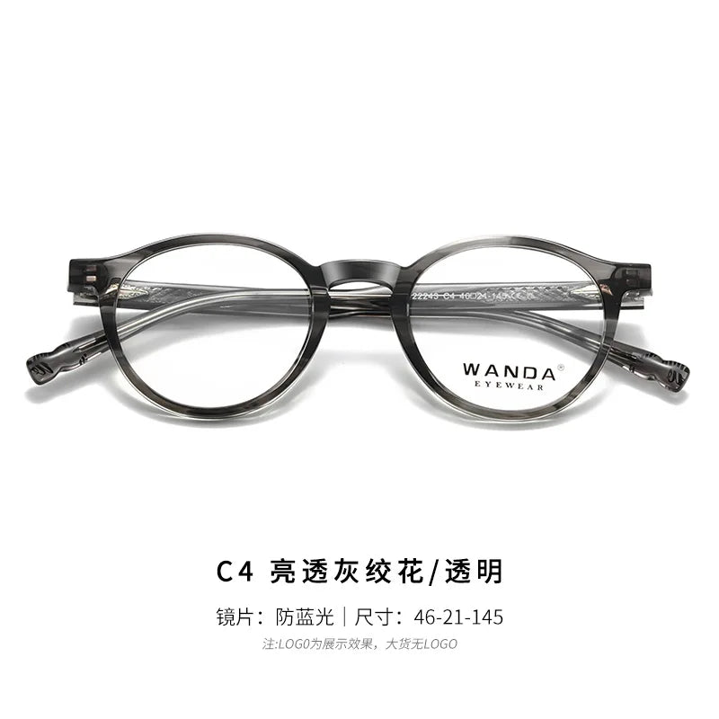 Reven Jate Women's Full Rim Round Acetate Alloy Eyeglasses 22243