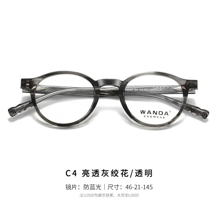 Reven Jate Women's Full Rim Round Acetate Alloy Eyeglasses 22243