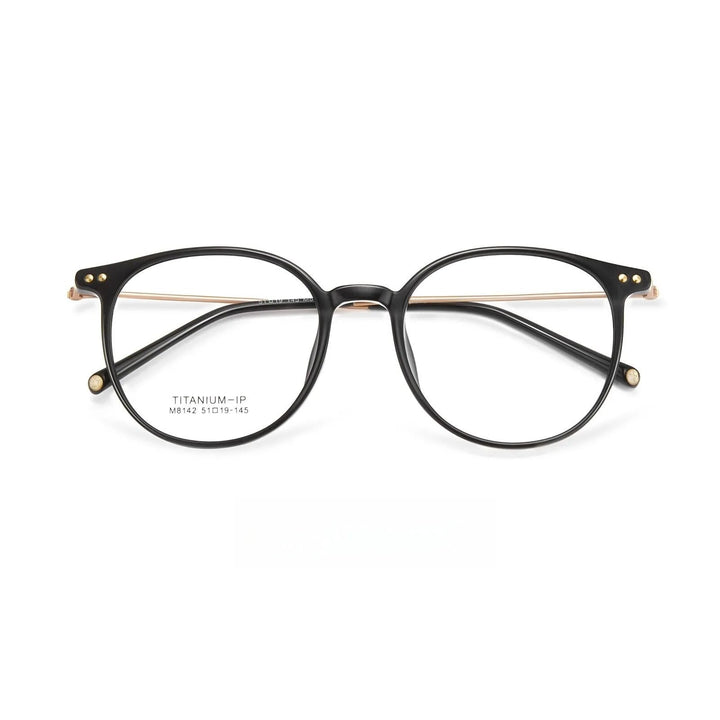 Yimaruili Unisex Full Rim Square Tr 90Titanium Eyeglasses M8142 Full Rim Yimaruili Eyeglasses Black Gold  