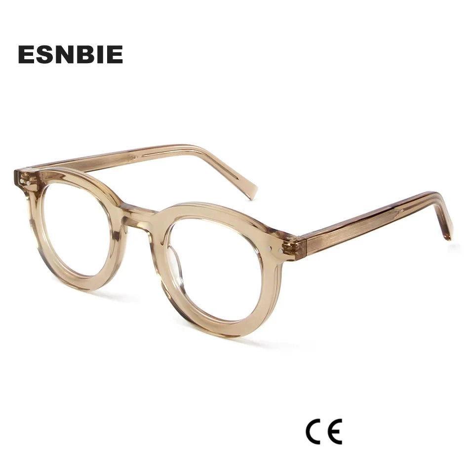 Esnbie Unisex Full Rim Round Thick Acetate Eyeglasses 23036 Full Rim Esnbie   