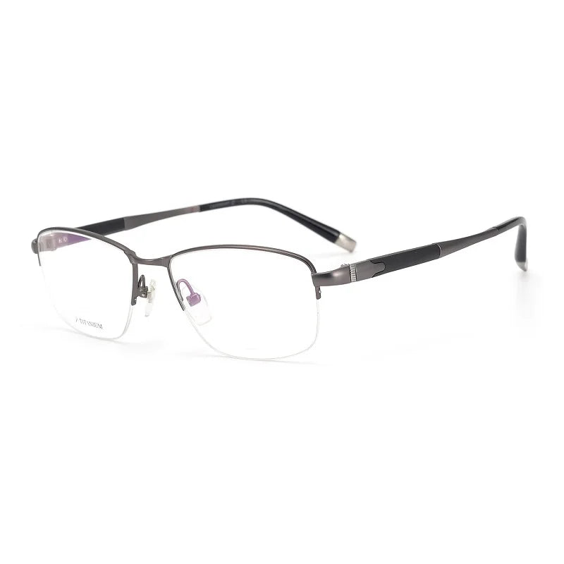 Aimee Unisex Semi Rim Square Titanium Eyeglasses 27007 Semi Rim Aimee Grey  