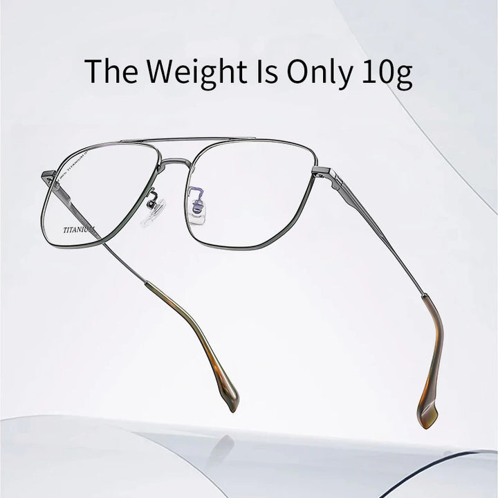 KatKani Unisex Full Rim Square Double Bridge Titanium Eyeglasses 3053 Full Rim KatKani Eyeglasses   