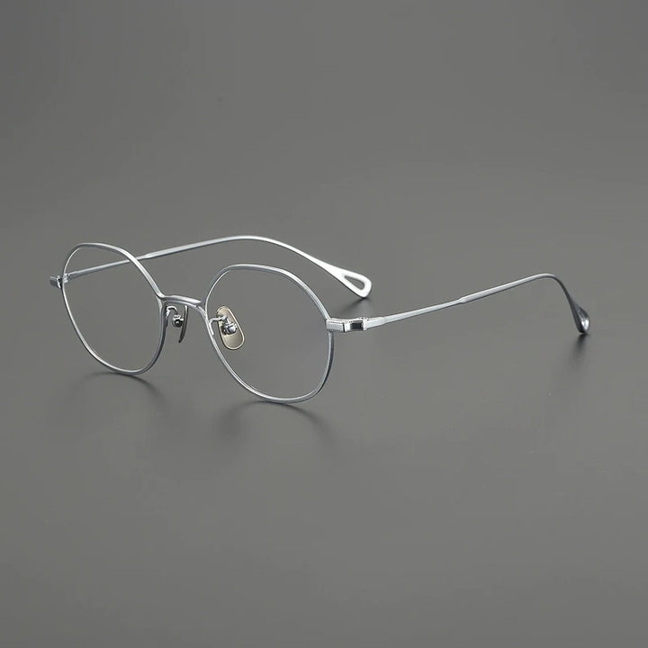 Gatenac Unisex Full Rim Polygon Round Titanium Eyeglasses G9142