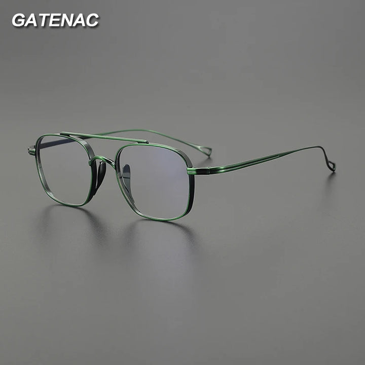 Gatenac Unisex Full Rim Square Double Bridge Titanium Eyeglasses G1475 Full Rim Gatenac   