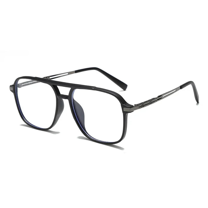 Aror Men's Full Rim Square Double Bridge Tr 90 Eyeglasses 81316 Full Rim Aror black