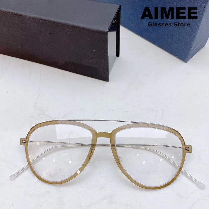 Aimee Unisex Full Rim Oval Double Bridge Titanium Eyeglasses 46547