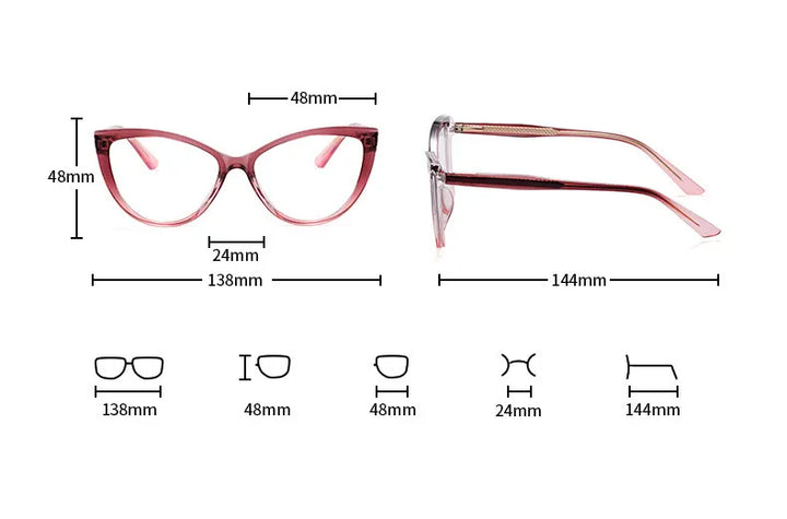 CCspace Women's Full Rim Square Cat Eye Tr 90 Titanium Eyeglasses 301560 Full Rim CCspace   