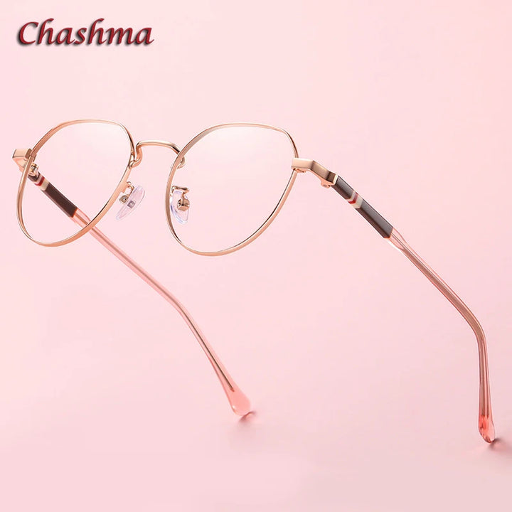 Chashma Ottica Women's Full Rim Flat Top Round Titanium Eyeglasses 961921