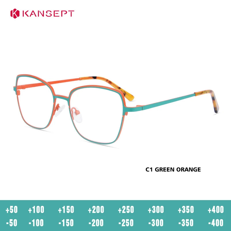 Kansept Unisex Full Rim Square Cat Eye Alloy Reading Glasses 74630