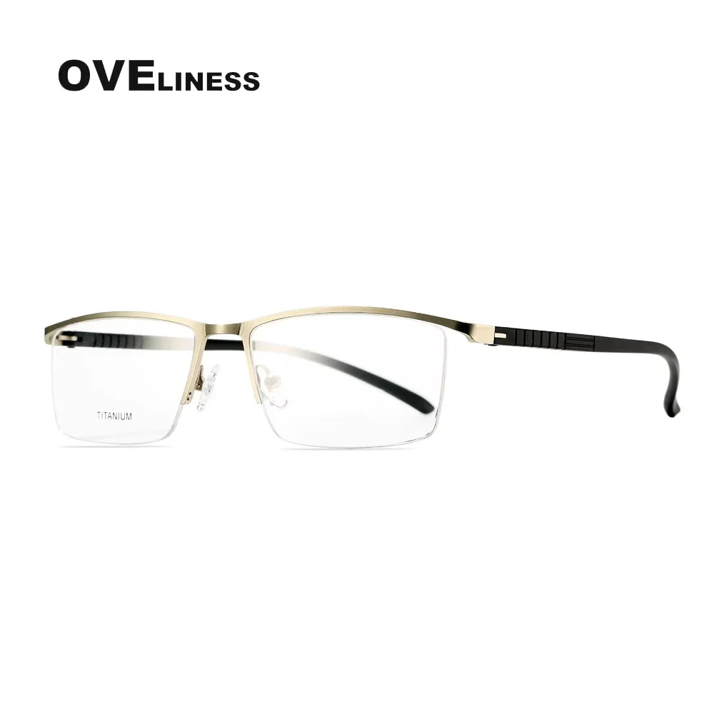 Oveliness Men's Semi Rim Brow Line Square Alloy Eyeglasses 9864 Semi Rim Oveliness silver  