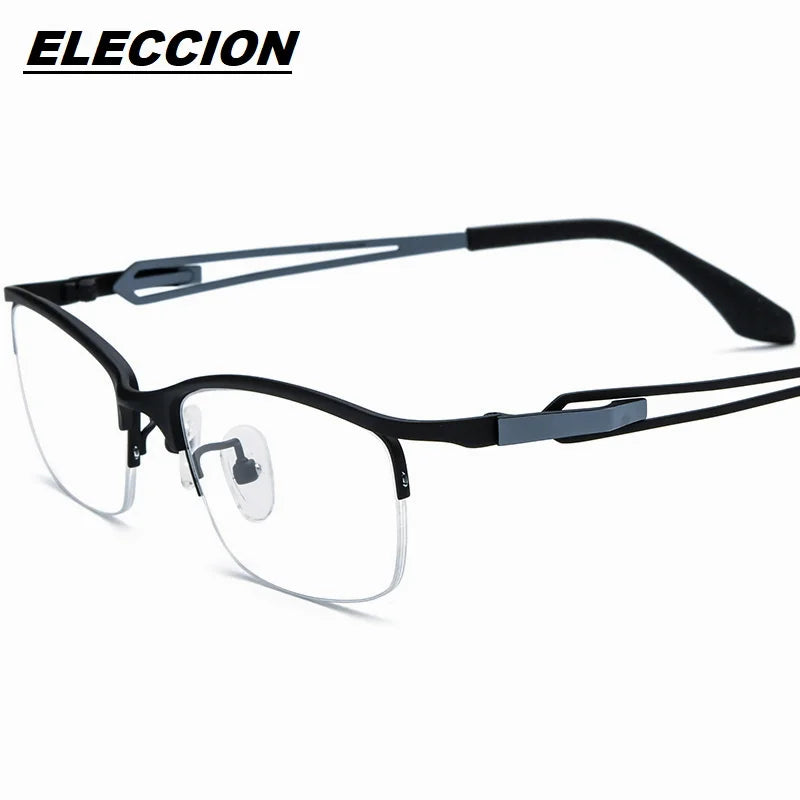 Eleccion Women's Semi Rim Square Titanium Eyeglasses 185867 Full Rim Eleccion Black - Gray CHINA