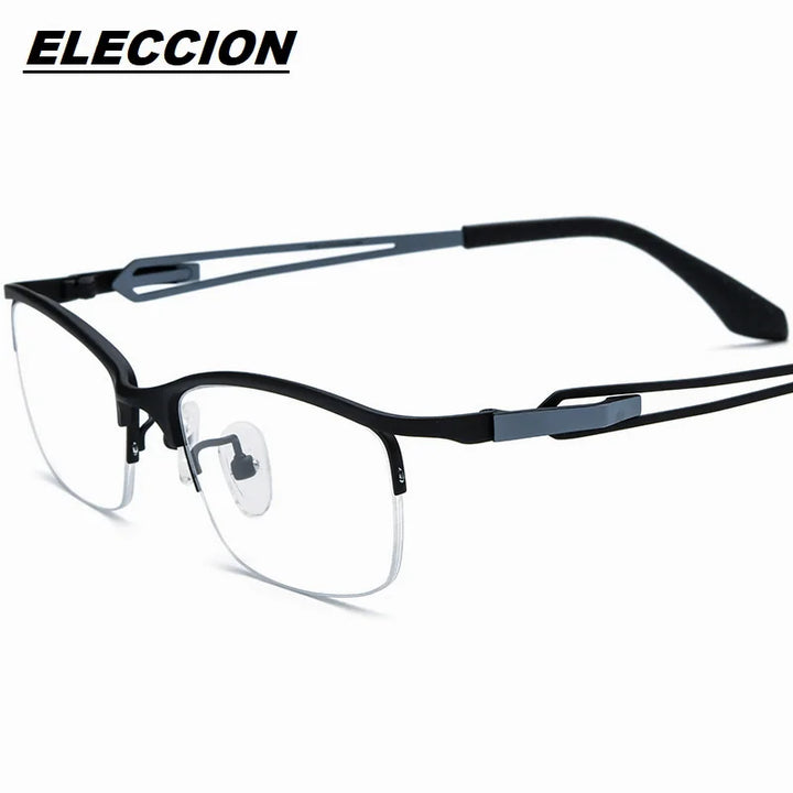 Eleccion Women's Semi Rim Square Titanium Eyeglasses 185867 Full Rim Eleccion Black - Gray CHINA