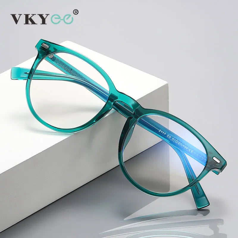 Vicky Unisex Full Rim Tr 90 Stainless Steel Round Reading Glasses 2117 Reading Glasses Vicky   