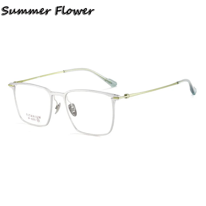 Summer Flower Men's Full Rim Square Titanium Eyeglasses 616253
