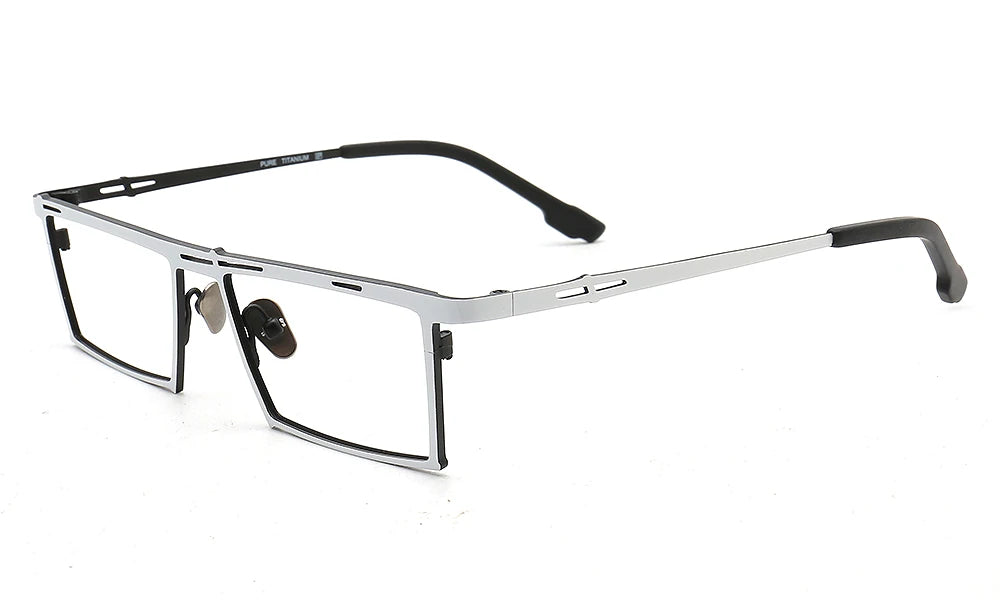 Muzz Unisex Full Rim Small Square Brow Line Titanium Eyeglasses T7760 Full Rim Muzz C1  