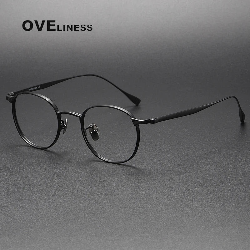 Oveliness Unisex Full Rim Oval Titanium Eyeglasses 0184 Full Rim Oveliness black  