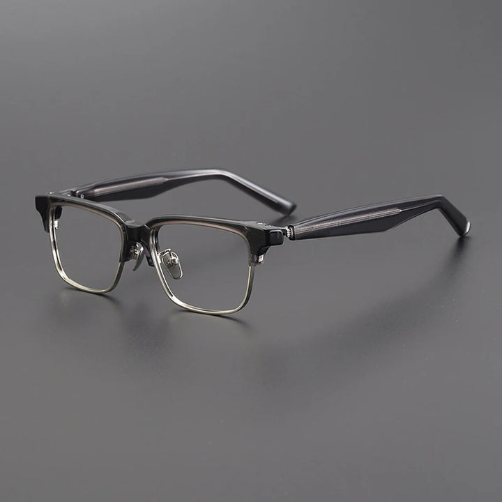 Gatenac Unisex Full Rim Square Acetate Eyeglasses Gxyj1191 Full Rim Gatenac Gray  