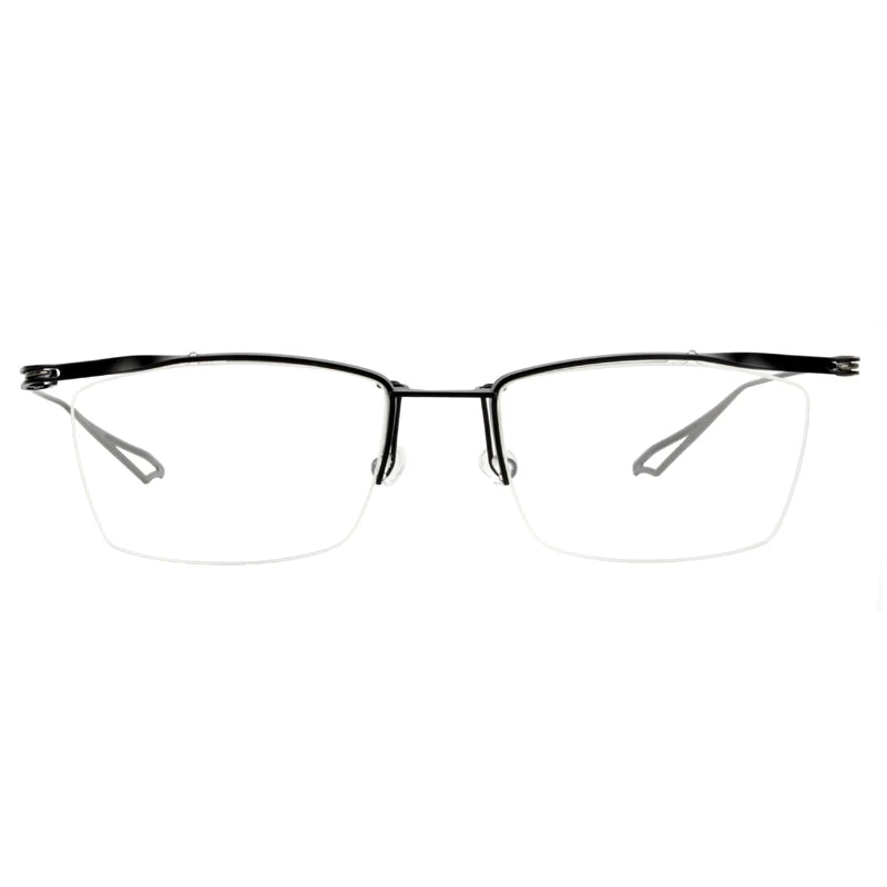 Aimee Unisex Semi Rim Square Titanium Eyeglasses 14855 Semi Rim Aimee Black-Gun  