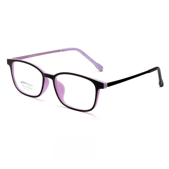 Yimaruili Unisex Full Rim Square Tr 90 Titanium Eyeglasses Y9831 Full Rim Yimaruili Eyeglasses Black Purple  