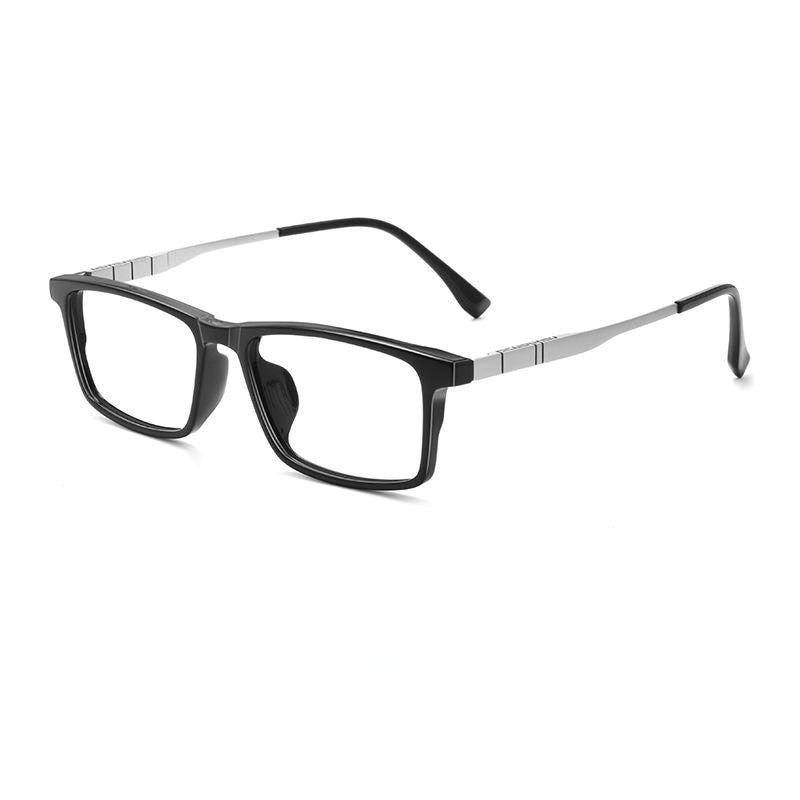 Yimaruili Men's Full Rim Square Tr 90 Titanium Eyeglasses Bv9008y Full Rim Yimaruili Eyeglasses Black Silver  