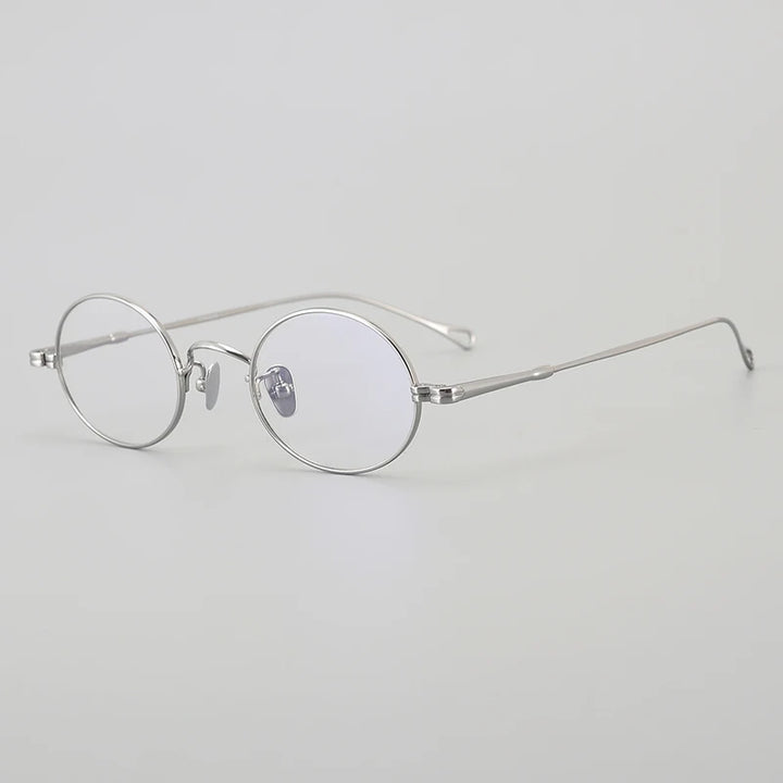Muzz Unisex Full Rim Small Round Titanium Eyeglasses Mu01 Full Rim Muzz Silver  