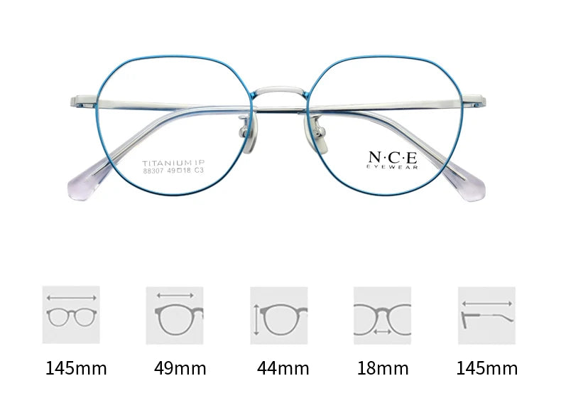 Zirosat Unisex Full Rim Flat Top Oval Titanium Eyeglasses 88307