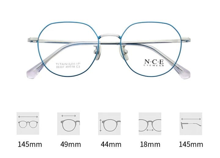 Zirosat Unisex Full Rim Flat Top Oval Titanium Eyeglasses 88307
