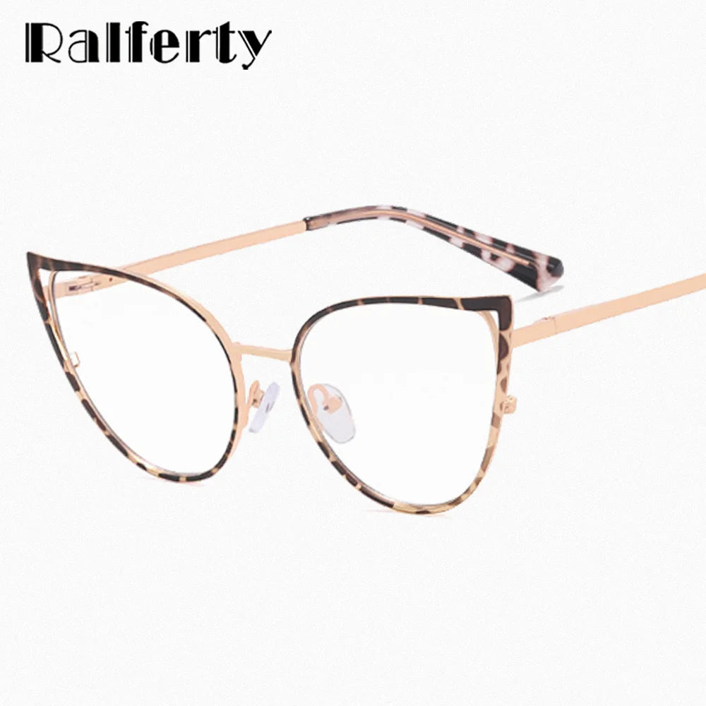 Ralferty Women's Full Rim Oval Cat Eye Alloy Eyeglasses R81166 Full Rim Ralferty   