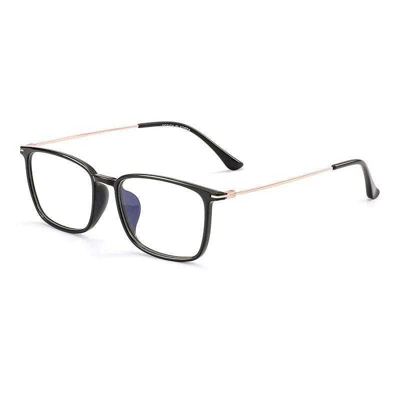KatKani Unisex Full Rim Square Tr 90 Alloy Eyeglasses 1011 Full Rim KatKani Eyeglasses Black Gold  