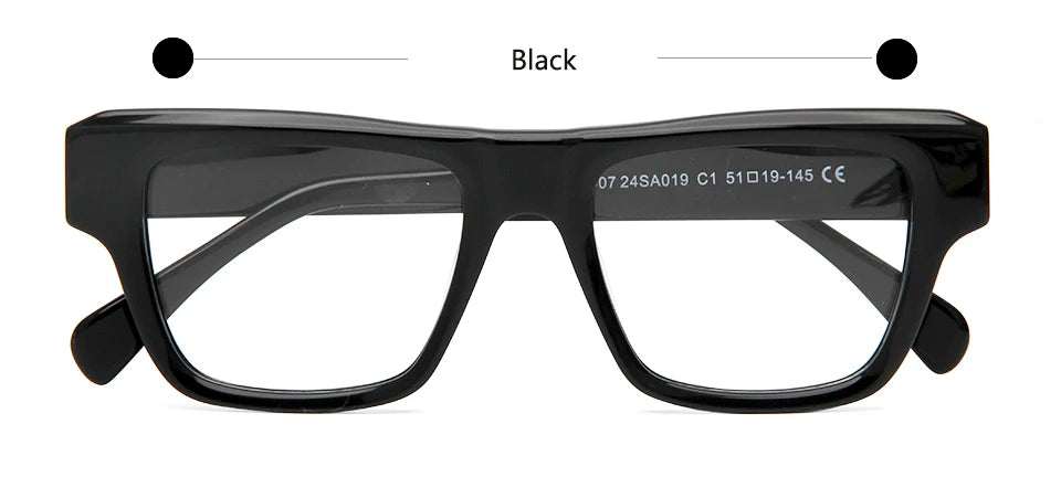 Esnbie Unisex Full Rim Square Thick Acetate Temple Eyeglasses 24019 Full Rim Esnbie Black  