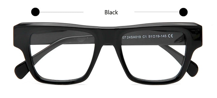 Esnbie Unisex Full Rim Square Thick Acetate Temple Eyeglasses 24019 Full Rim Esnbie Black  