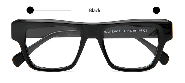 Esnbie Unisex Full Rim Square Acetate Thick Temple Eyeglasses 40191
