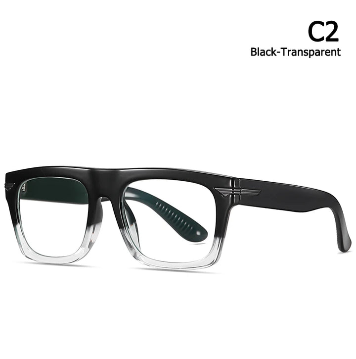 Hdcrafter Unisex Full Rim Square Tr 90 Acetate Eyeglasses 3394 Full Rim Hdcrafter Eyeglasses C2-Black-Transparent  