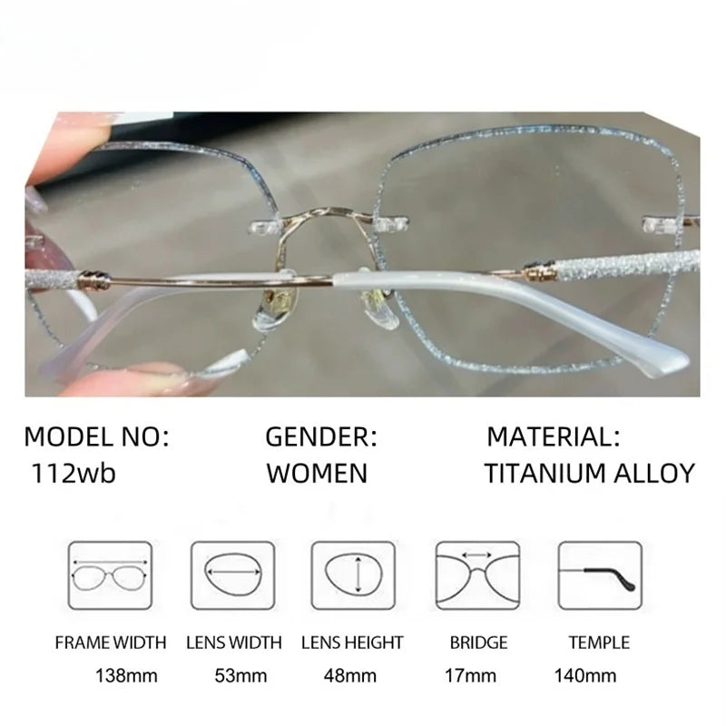 Summer Flower Women's Rimless Square Titanium Eyeglasses 369112