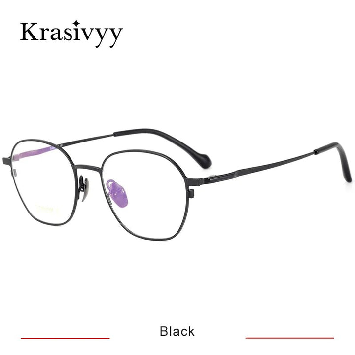 Krasivyy Women's Full Rim Polygon Titanium Eyeglasses Hm5004 Full Rim Krasivyy Black CN 