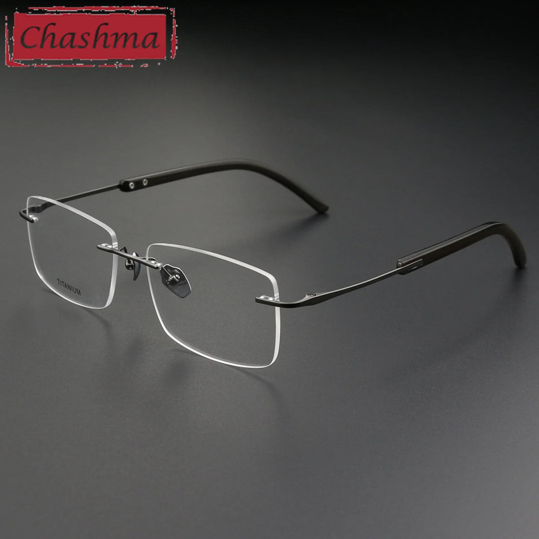 Chashma Unisex Rimless Square Titanium Customizable Eyeglasses 921029