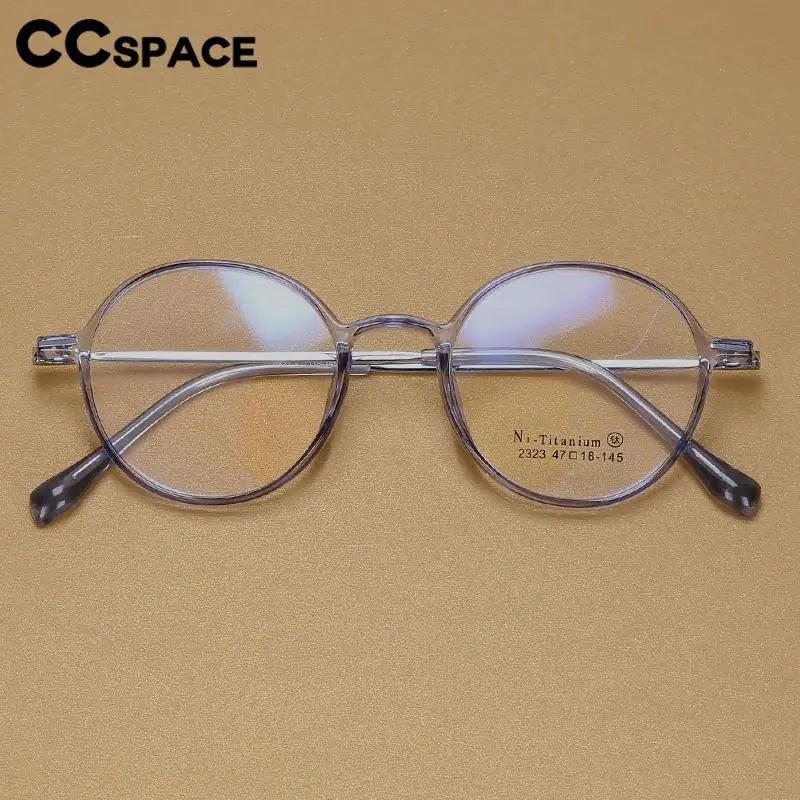 CCspace Unisex Full Rim Round Tr 90 Titanium Eyeglasses 57098 Full Rim CCspace   