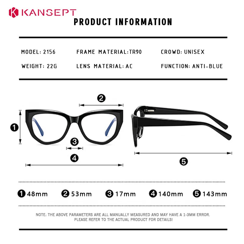 Kansept Women's Full Rim Cat Eye Tr 90 Alloy Reading Glasses 712156