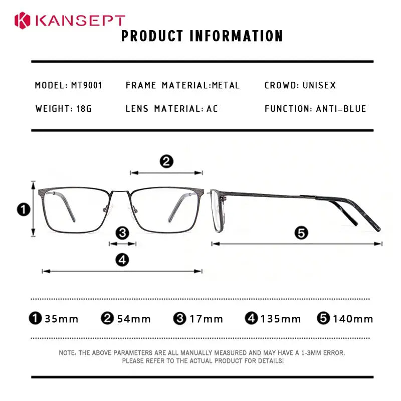 Kansept Women's Full Rim Square Metal Frames 900100 FuzWeb